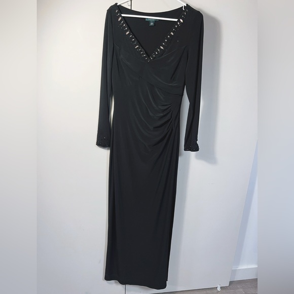 Lauren Ralph Lauren black floor length dress SZ 10 - Picture 2 of 8